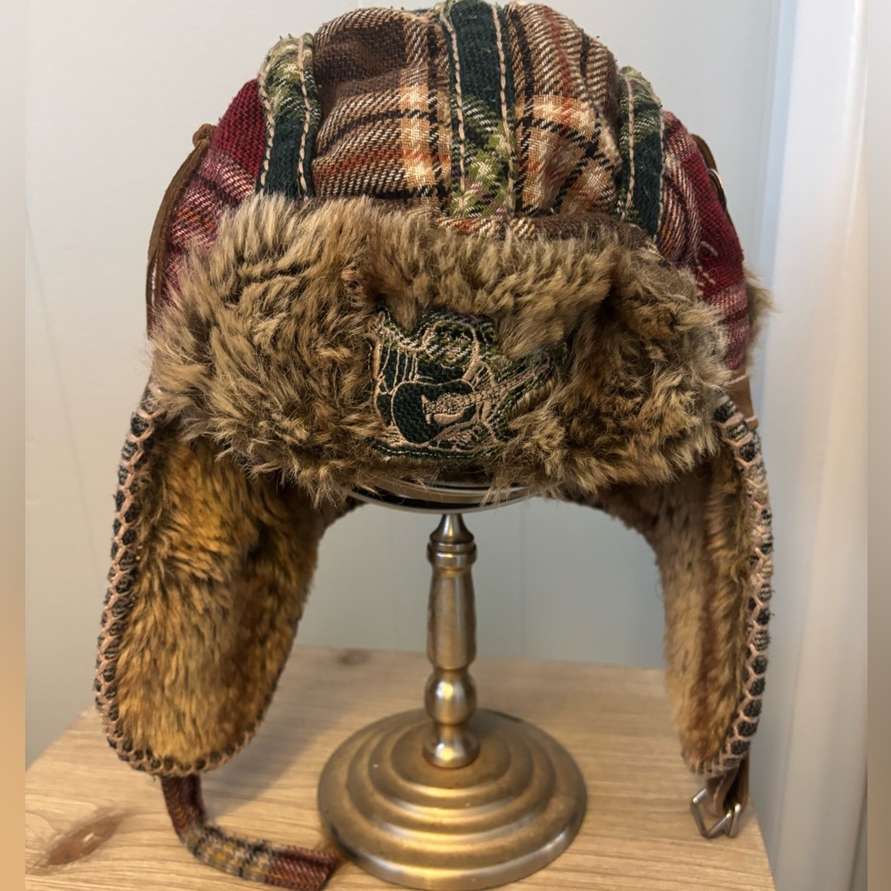 ✨TRUE RELIGION Plaid Trapper Hat with Chinstrap - Unisex - RARE - Picture 2 of 11